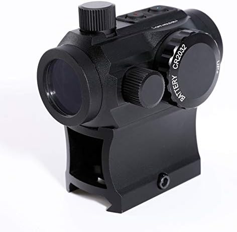 Hiram Green Red Dot Sight 1x20mm Micro Rifle Scope 4 MOA Reflex Sight with Illuminated Reticle and 7 Brightness Levels, 20mm Picatinny Rail Riser Scope Mount, Waterproof Fogproof Tactical Accessory