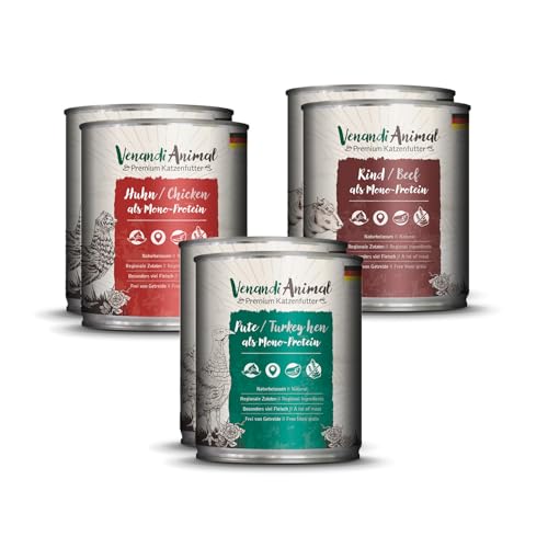 Produktbild von Venandi Animal Premium Nassfutter für Katzen Probierpaket Huhn Pute Rind - 6 x 800 g