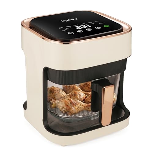 Image of Lifelong PuroGlass Air Fryer | 4.2L Glass Basket | 8 Preset Modes | 1350W Power | Healthy Low Oil Cooking, 360 Turbo Heat Technology | LED Touch Control | Nonstick Easy Clean Kitchen Appliance(White)