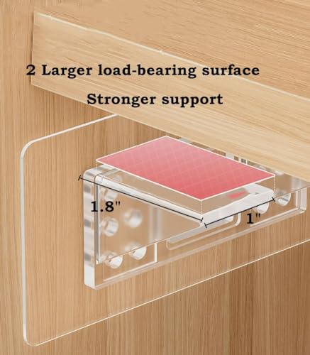 Klebehaken[6Stk] große selbstklebende Regalhalterung,doppelreihig verdickt und verstärktes Design Regalstützen,NEU!Verstärkt!Fachbodenträger ohne Bohren,Halter für Einlegeböden zum kleben transparent