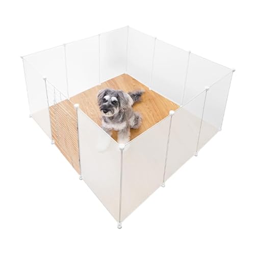 WEIMALL ペットサークル 折りたたみ パネル ペットフェンス 70×50cm ドア付き プレイサークル 室内 屋外 置くだけ 半透明 軽量 犬 猫 パーテション 侵入防止 小型犬 中型犬 パネル13枚 脱走防止(半透明)PC070WH