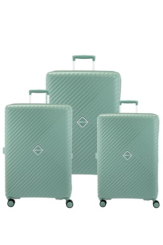 Image of American Tourister Set (55+68+79 CM) Check-in Trolley Bag with Combination Non TSA Lock & 8 Wheels Hard-Sided PC Medium Suitcase /Trolley Bag with Double Spinner Wheels /Luggage for Men & Women (Green)