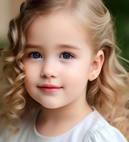 4Pairs Hypoallergenic Flat Back Earrings for Women 14K Gold Cartilage Earring for Sensitive Skin Star Heart Opal Screw Back Nap Earrings Gold Pink CZ3