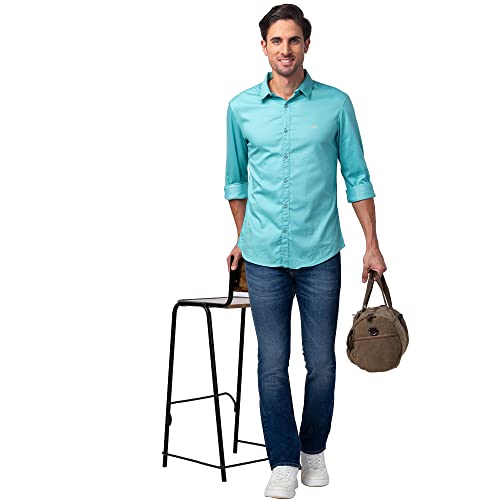 Image of Spykar Men's Slim Fit N /A Full Sleeve Solid Casual Shirts