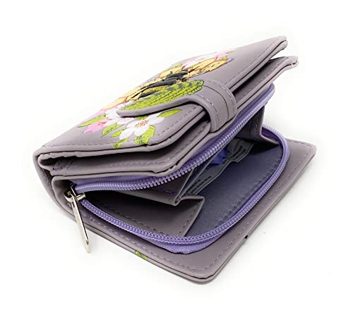 Shag Wear Bumble Bee Tattoo Small Fashion Wallet for Women and Teen Girl Vegan Faux Leather Lavender 4.5"3