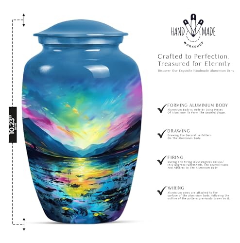 Image of Personalized Majestic - Large Burial Urn - Large Decorative Urn - 10 Inch - Large with Velvet Bag - Decorative Urn for Ashes - Funeral Urn - Cremation Urn - Memorial Urn for Male & Female