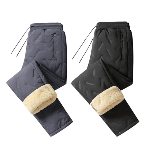 szvbofueck Damen Fleecehose Große Größen-Winterhose Winddicht Thermohose Gefüttert Outdoorhose Wasserdicht Sporthose Elastischer Taille Traininghose Unisex Trekkinghose Mit Reißverschlusstaschen