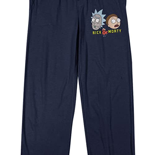 Rick & Morty Character Heads Men's Navy Sleep Pajama Pants2