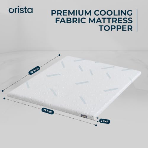 Image of Orista CoolTech Mattress Topper - Self-Cooling Fabric Technology, Up to 4C Cooler Than Regular Fabric | Plush Comfort & Pressure Relief | Breathable Airflow Design | Secure Fit Elastic Straps