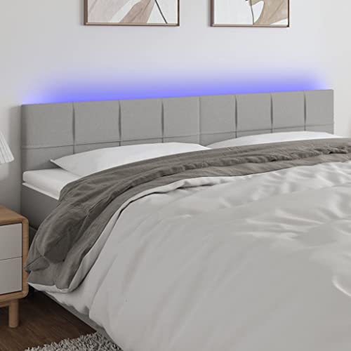 Teenpull Cabecero LED gris claro, 180 x 5 x 78/88 cm, funda de tela, altura regulable, iluminación regulable, diseño moderno para dormitorio, transpirable