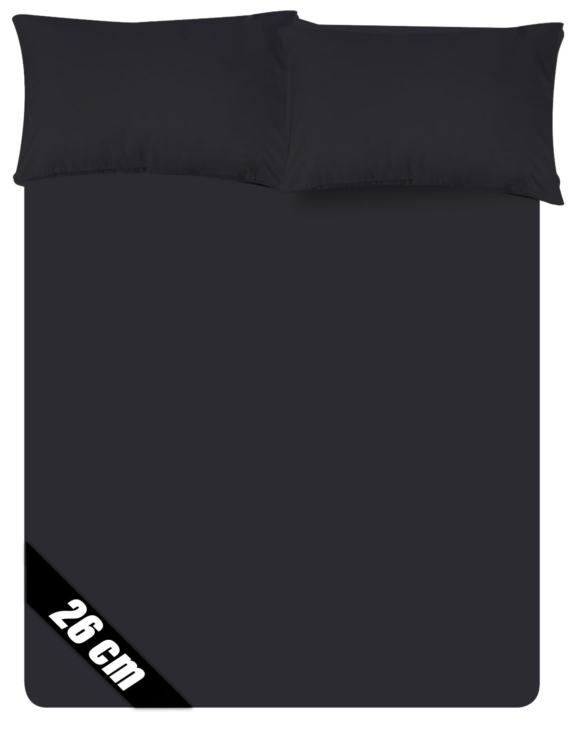 Sunshine Comforts Microfiber Fitted Sheets - Breathable, Anti Wrinkle, 26cm Deep Pocket, Double Bedding & Linen - Black, 137 X 190 CM