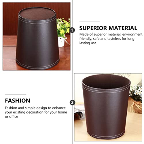 Alipis Kitchen Waste Bin Kitchen Waste Bin Pu Leather Wastebasket Leather Waste Paper Basket Classic Leather Trash Can Leather Garbage Basket Round Trash Can Round Waste Basket Bathroom Storage Bin #TOP7