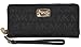 Michael Kors Black Jet Set Travel Continental Signature Jacquard Zip Around Wallet Wristlet