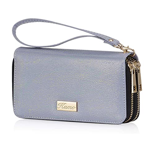 Kamo Womens Wallet Zip Around Phone Wallet Wristlet Travel Long Purse for Women Lady 6.9×3.5?Double Zipper?