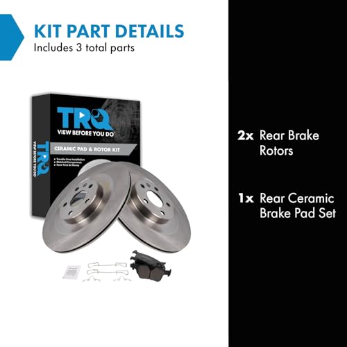 Image of TRQ Rear Brake Pad and Rotor Set Ceramic Rotors Compatible with 2016-2020 Volvo XC90