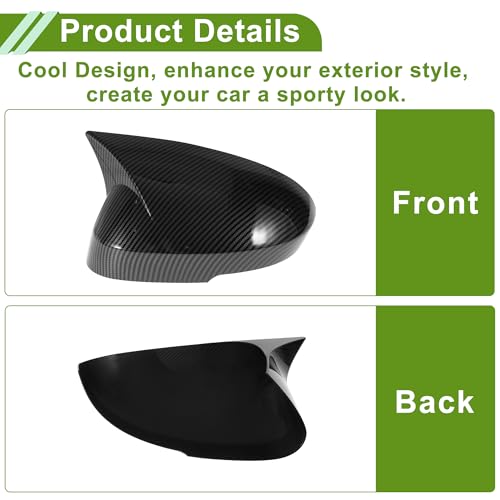 Motoforti 1 Pair ABS Left Right Side Mirror Cover Cap Replacement Black for Nissan Rogue 2021-2025 Ox Horn Mirror Guard Cover by Motoforti - Used condition - Image 3