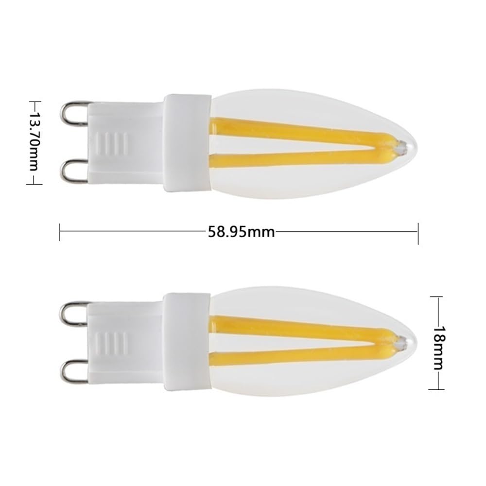 Fengyan Casa Lampadine, Confezione da 5, Lampada a filamento LED COB a lume di Candela AC220V G9 2W 320Lm Lampadina dimmerabile con Guscio di Vetro Domestico Lampada(White 220V)