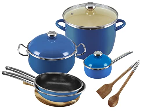 VITA 11-Piece Cookware Set with Lids (Blue) for All Stove ...