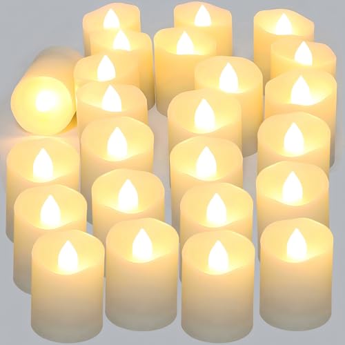 Candles Battery Operated, Flameless Candle Warm White Fake LED Tea Light Votive Candle, Electric Tealight Bulk for Halloween Pumpkin Lights, Wedding Decor, Christmas Decorations, Pack of 48