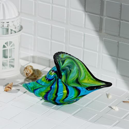 HDCRYSTALGIFTS Large Glass Shell Sculpture Centerpiece Ornament, Hand Blown Glass Sea Conch Figurine Paperweight For Living Room - Image 3