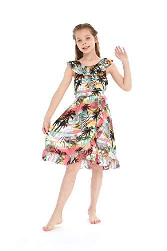 Girl Ruffle Wrap Hawaiian Luau Dress in Sunset4