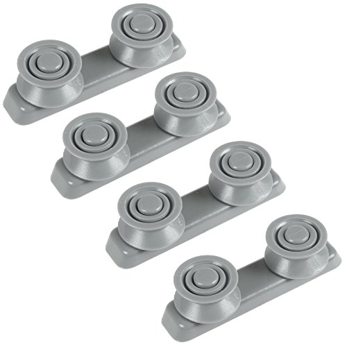 SPARES2GO Schubladenschiene, abgerundete Rollen und Halterung, für Kenwood Geschirrspüler, 4 Sets