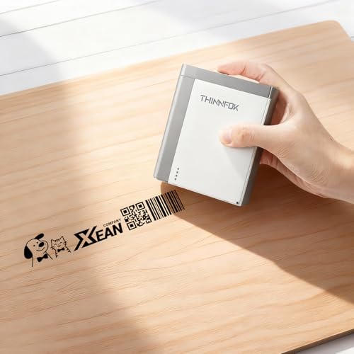 THINNFOK Mini Handheld Printer, Portable Inkjet Printer,1.02 Inch Print Height on Paper, Wood, Plastic, Metal, Clothes, APP for Customized Designs,Text, Barcodes, QR Code,Pictures,Logo,Label