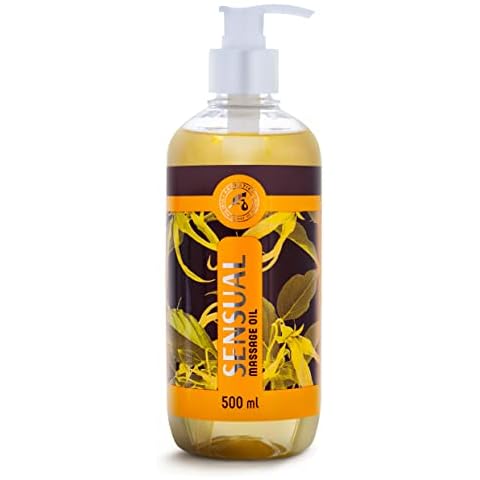 Sinnliches Massageöl 500 ml - Körperöl mit Jojobaöl - Mandelöl - Ylang Ylang Öl - Sandelholz Öl Cover