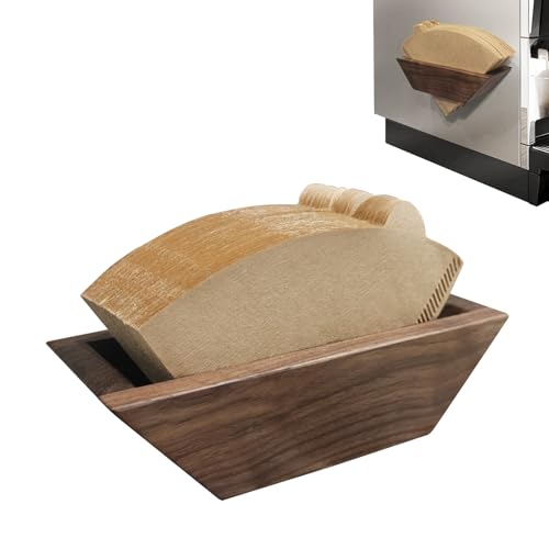 Coffee Filter Holder Magnetic, Solid Walnut Wood Coffee Filter Storage