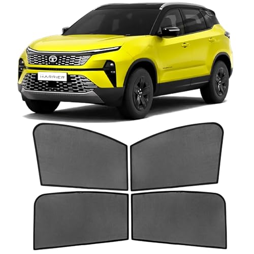 Image of AutoStory Custom Fit Black Mesh Car Sunshade for Tata Harrier | UV & Heat Protection Car Window Curtains | Privacy Car Sun Shade | Breathable Vehicle Specific Side Window Shades