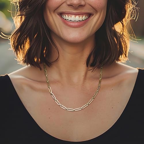 Ross-Simons Italian 14kt Yellow Gold Alternating Paper Clip Link Necklace2