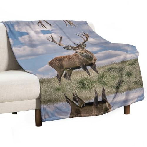 Couverture en flanelle élan plaid doudoune chaud 150x200 cm