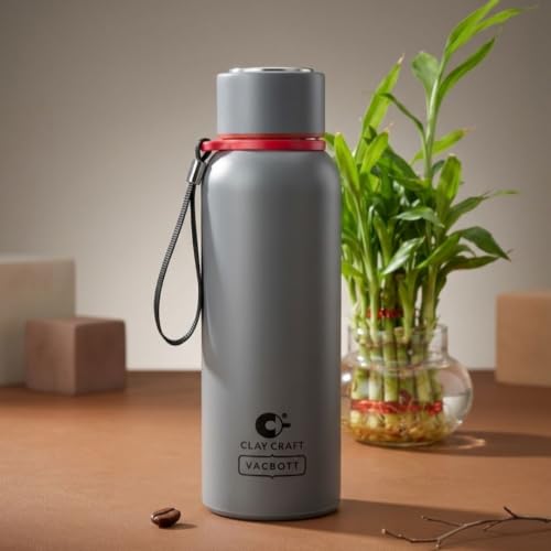 Image of Clay Craft Evevrest 500 Ml Double Wall Vacuum Insulated Stainless Steel Water Bottle | 24 Hrs Cold & 18 Hrs Hot | 1 Year Limited Warranty | AIRITIGHT, BPA-Free | BIS Certified| Made In India (Grey)