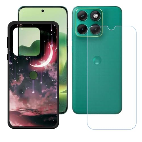 LCEHTOGYE �K�p Motorola Edge 70 Fusion +�����K���X�X�N���[���v���e�N�^�[�p�P�[�X�A�K�p Motorola Edge 70 Fusion (6,78")�ƌ݊����̂���u���b�N�\�t�gTPU�V���R���Q���P�[�X�ی�J�o�[ WZ1