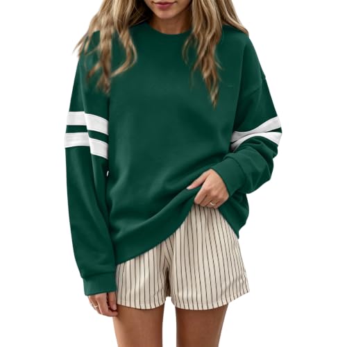 Gumipy Oversized Sweatshirt for Women Varsity Striped Drop Shoulder Sweater - image 3