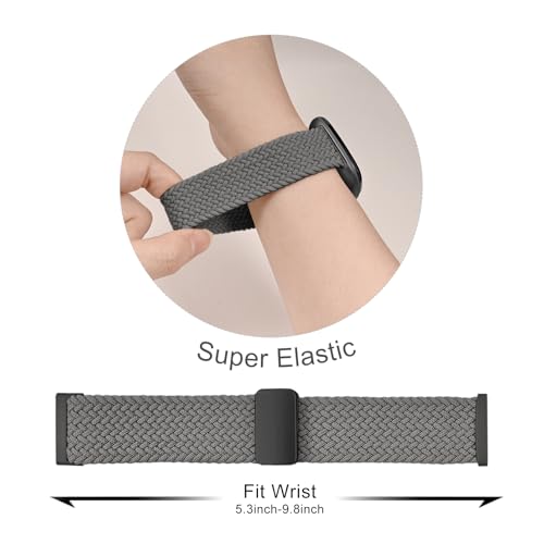 Image of HSWAI Magnetic Braided Compatible with Fitbit Versa 4 Bands for Women /Versa 3 /Sense /Sense 2 Bands, Soft Stretchy Sport Strap Woven Loop Elastic Nylon Wristbands Men