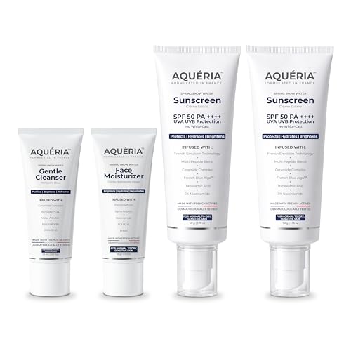 Image of Travel Kit for Dry, Normal, Sensitive Skin | Brightening & Hydrating French Sunscreen (100g) | 5% Niacinamide & Ceramides French Face Wash (20ml) | Brightening Gel Based Daily French Moisturizer (15g) | Fragrance-Free, Non-Drying, Dermatologist Validated, Lightweight, Non-Greasy, No White Cast | Suitable for Daily Use