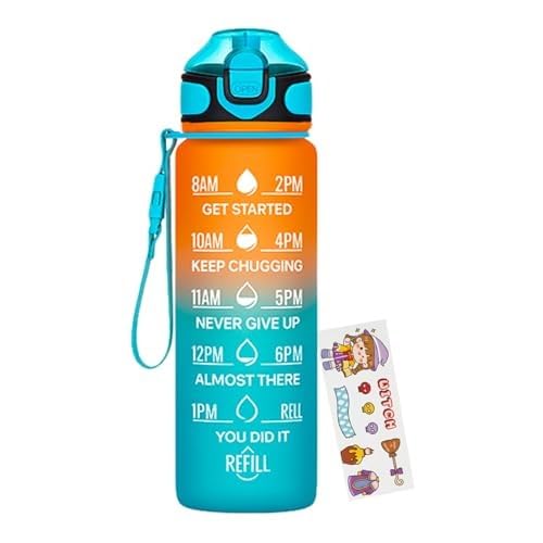 Oblivion Water Bottle 900 ml – Motivational Sipping Bottle with Straw and Time Marker – Leakproof, BPA-Free & Reusable Plastic Sipper for Gym, School, Office, Sports, Travel & Outdoor Use (Pack of 2)-image-1