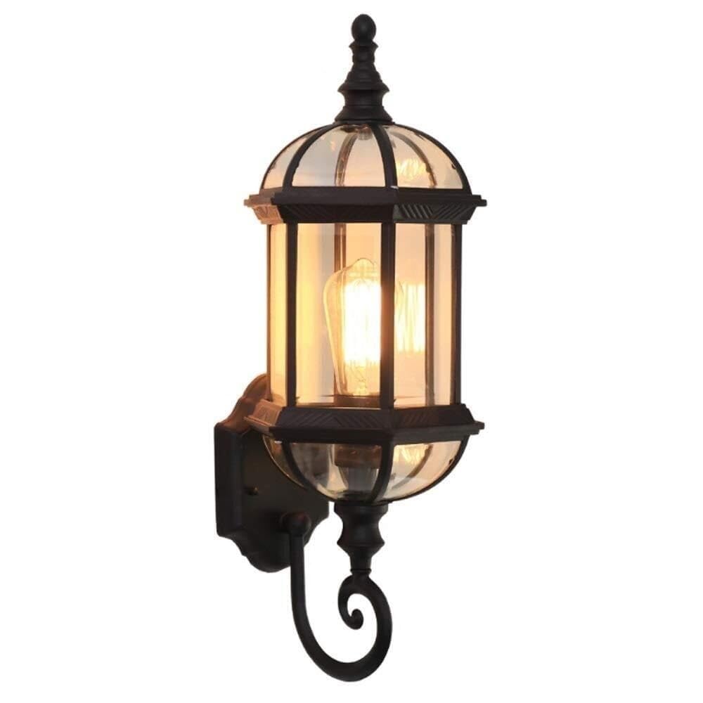 JKJZSALJ Outdoor Wall Light In Black, Classic European Retro Sconce 1-Light Exterior With Clear Glass Shade For Living Room, Corridor, Balcony, Aisle