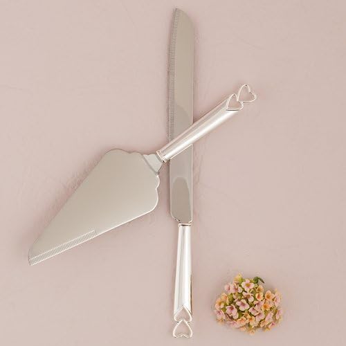 Silver Plated Cake Serving set with Open Hearts