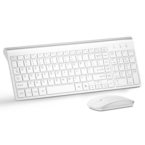 Image of Wireless Keyboard and Mouse Ultra Slim Combo, TopMate - Matte White