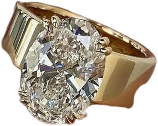 CHANDNI ENTERPRISE'S! 4.00 Ct Oval Cut Lab Created Diamond Engagement Ring, 14K Yellow Gold Finish, 925 Sterling Silver