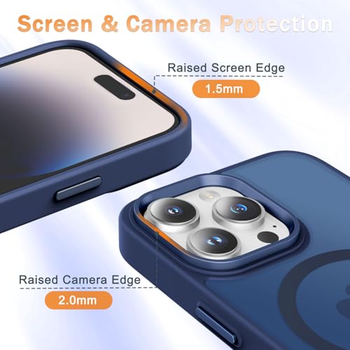Image of YENAPOON for iPhone 14 Pro Case, Matte Magnetic Phone Case, Navy Blue
