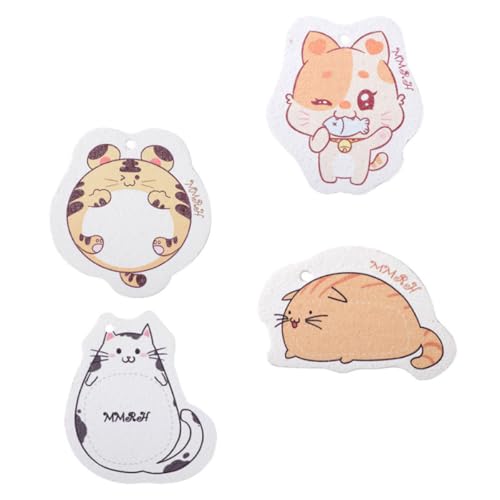POPETPOP 4 Esponjas para Platos de Uso Doméstico Esponjas de Limpieza Convenientes de Pulpa de Madera Tamaño Pequeño Colores Variados Gatito Hambriento Gato Glotón Gato Pequeño