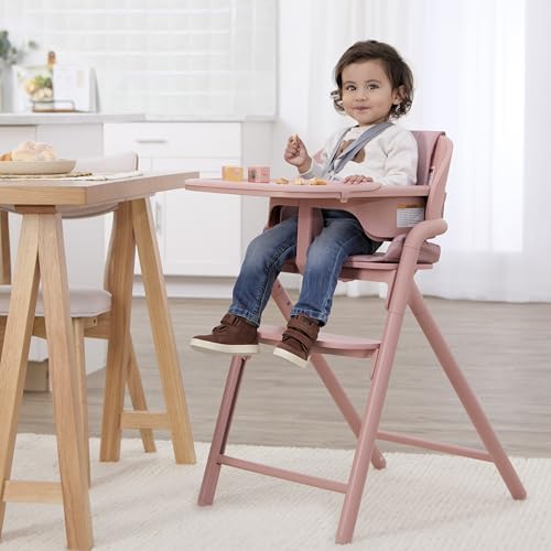 Image of Evolur Step and Savor Baby High Chair, Converts to Adult Stool, 5 Position Adjustable Height and Footrest Positions Portable High Chair, Removable Tray, Easy to Clean and Removable Cushion