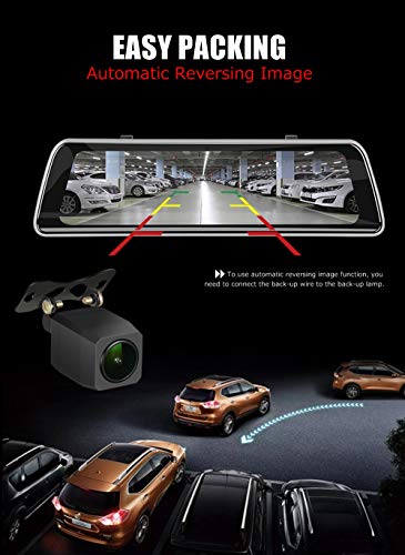 NikoMaku Mirror Dash Cam Front and Rear Backup Camera GPS Full Touch Screen Rear View Mirror Camera Full HD 1080P 170° Wide Angle Dual Lenses Waterproof AS-2 Plus - Thumbnail 6