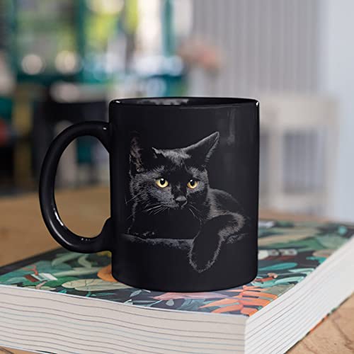 Black Cat Coffee Mug - Ceramic Funny Coffee Mug - Perfect Cat Lover Gift - Cute Cat Coffee Mugs Present - Great Birthday or Valentines Surprise (11oz)