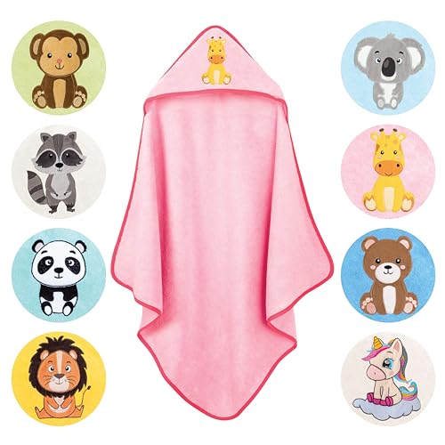 LAYNENBURG Premium Kapuzenhandtuch Baby - Badehandtuch aus 100% Baumwolle - Oeko TEX - Handtuch mit Kapuze für Neugeborene & Kinder - Badetuch, Babyhandtuch Mädchen, Jungen (Giaffe 80 x 80cm)