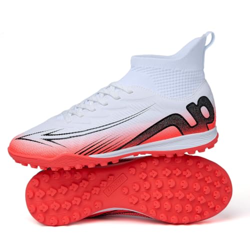 Image of Soccer Cleats for Mens Womens High Tops Lace Up Unisex Football Shoes Indoor Turf Soccer Shoe
