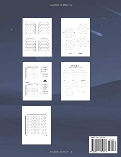 Games for Camping Trips Family Activities For Traveling: Classic Paper Games For Kids Like Tic Tac Toe, 3D Tic Tac Toe, Four in a Row, MASH, Sea Battle, Dots & Boxes image 2